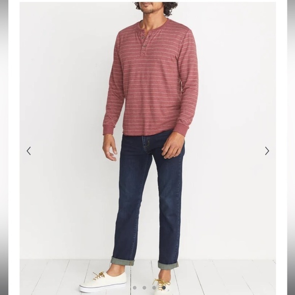 Marine Layer Double Knit Stripe Henley in Raisin Sz XL - Picture 11 of 11